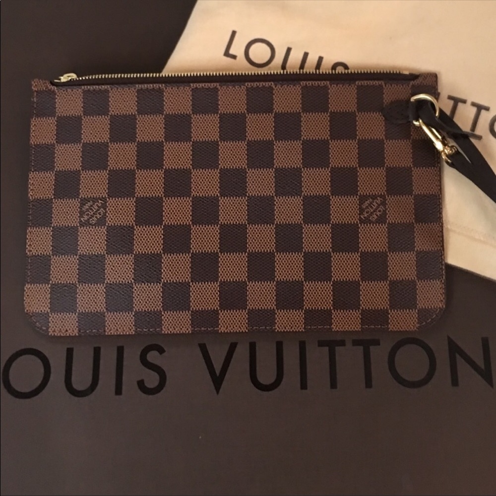 New! Louis Vuitton Neverfull Pochette Damier Ebene